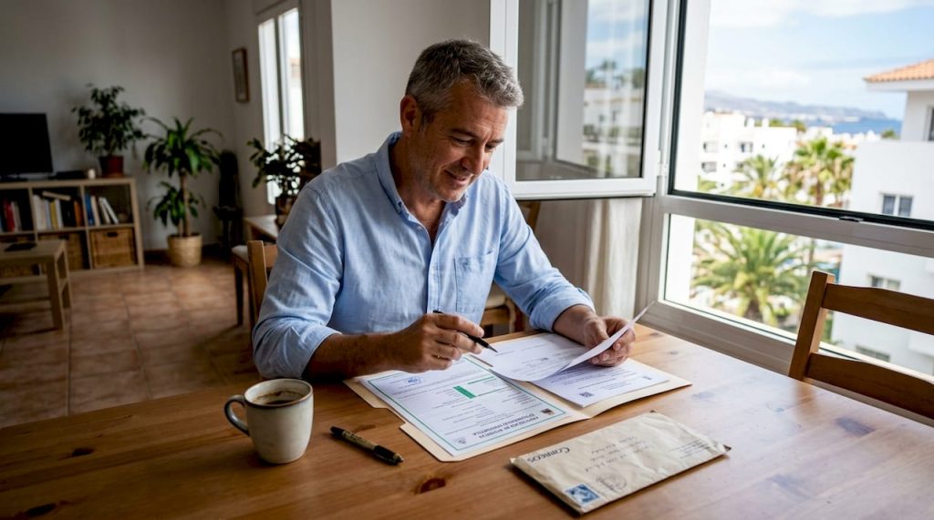 Hombre revisando documentos para la venta de una propiedad