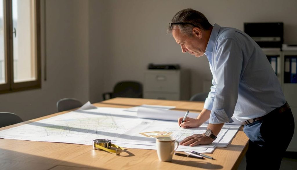 Arquitecto analizando proyectos urbanísticos en su despacho de Tenerife