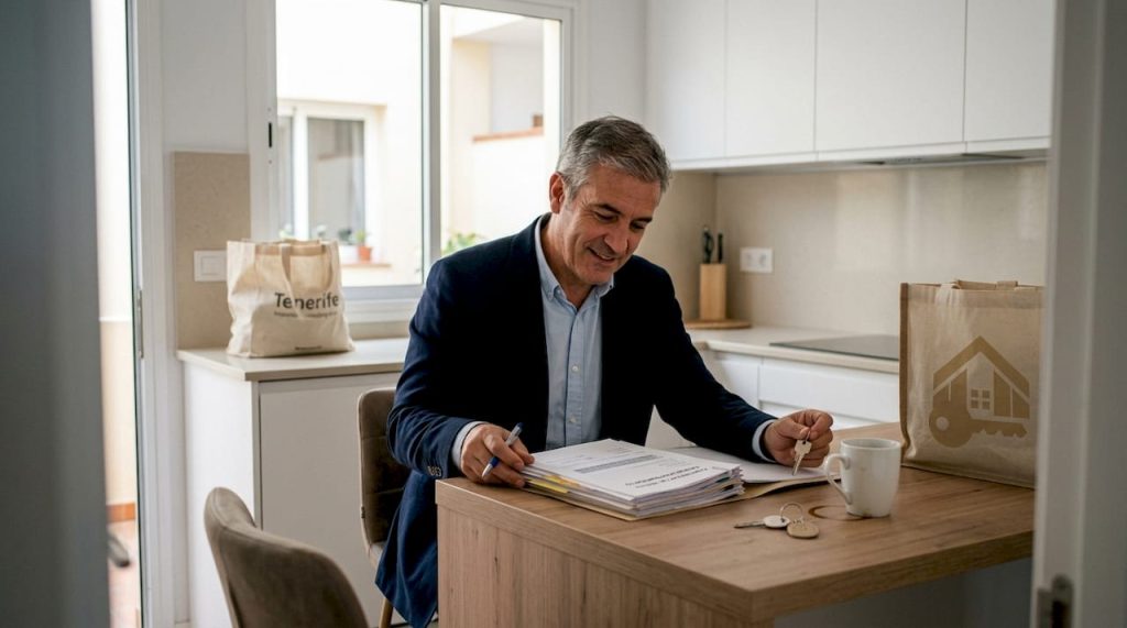 Un agente inspecciona la documentación en un piso de Tenerife