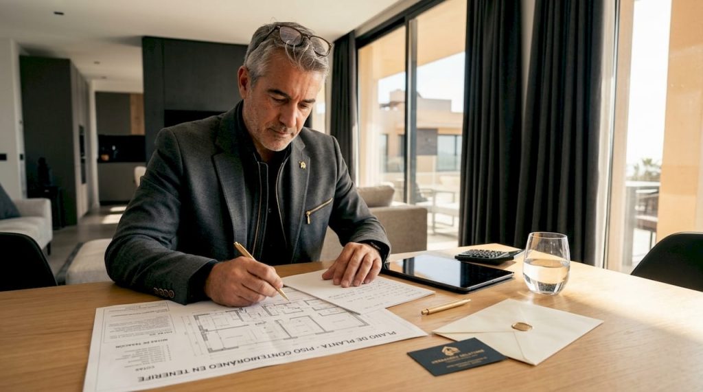Un perito realiza la revisión de documentos en una vivienda ubicada en Tenerife.