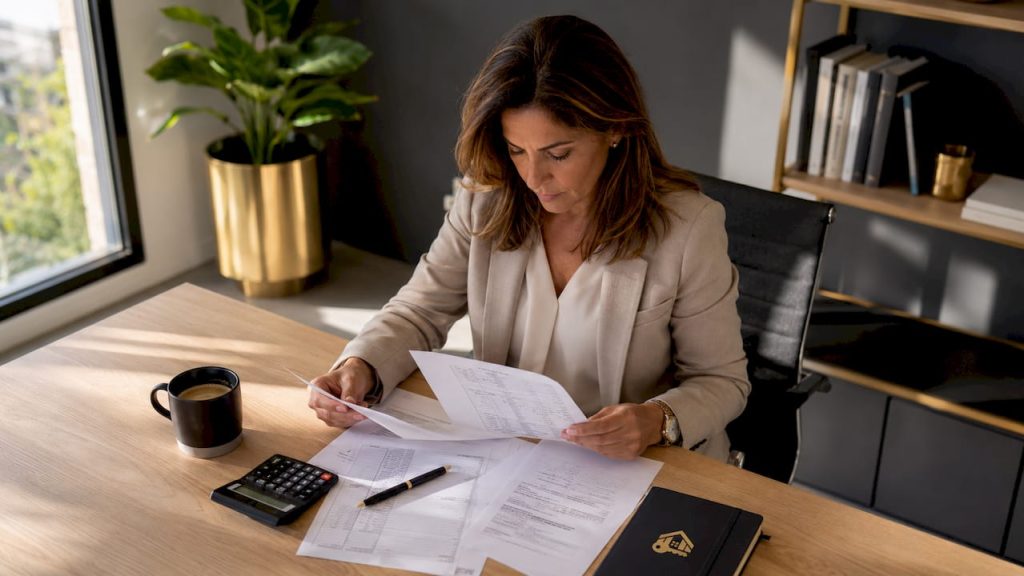 Mujer revisando la documentación fiscal de su vivienda habitual