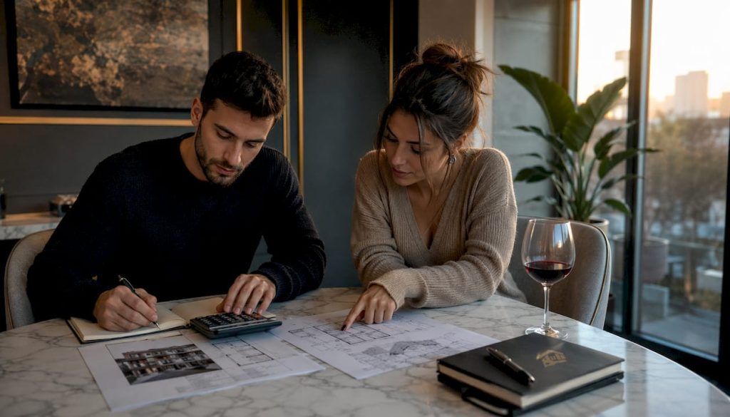 Matrimonio analizando opciones para invertir en bienes raíces