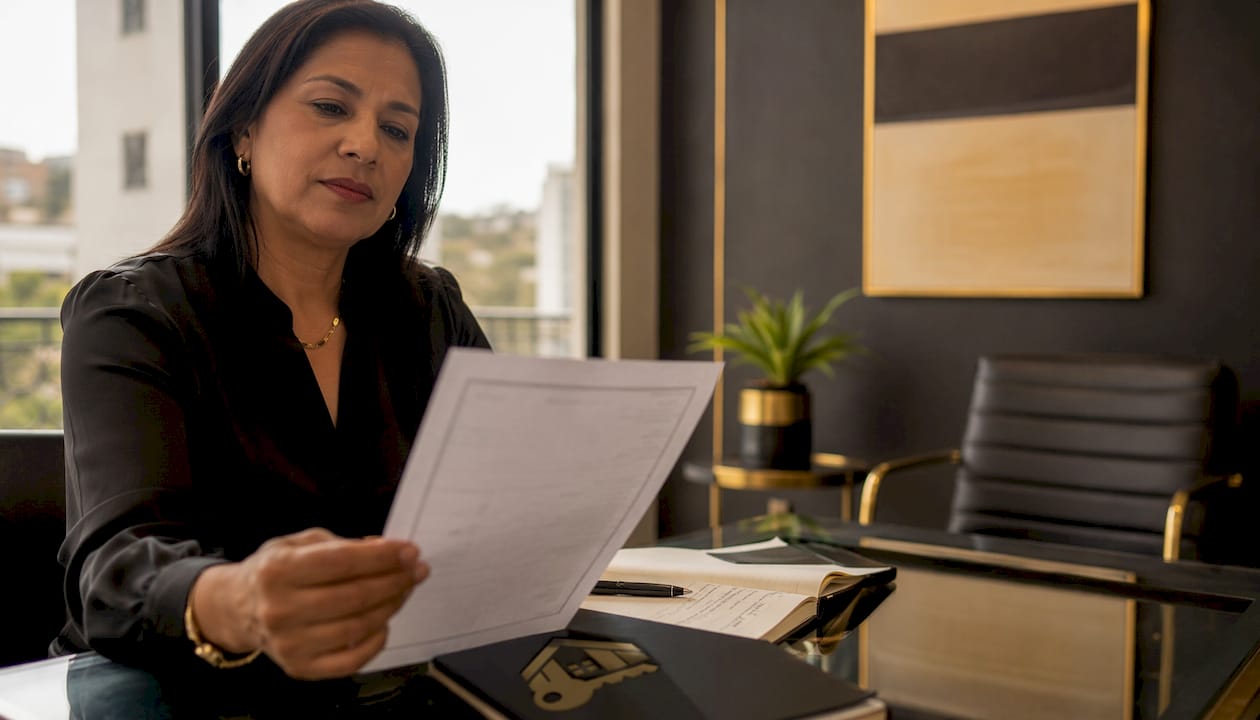 Persona consultando la nota simple de una vivienda