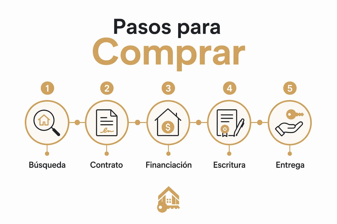 Guía visual con los pasos clave para comprar una vivienda en Cáceres