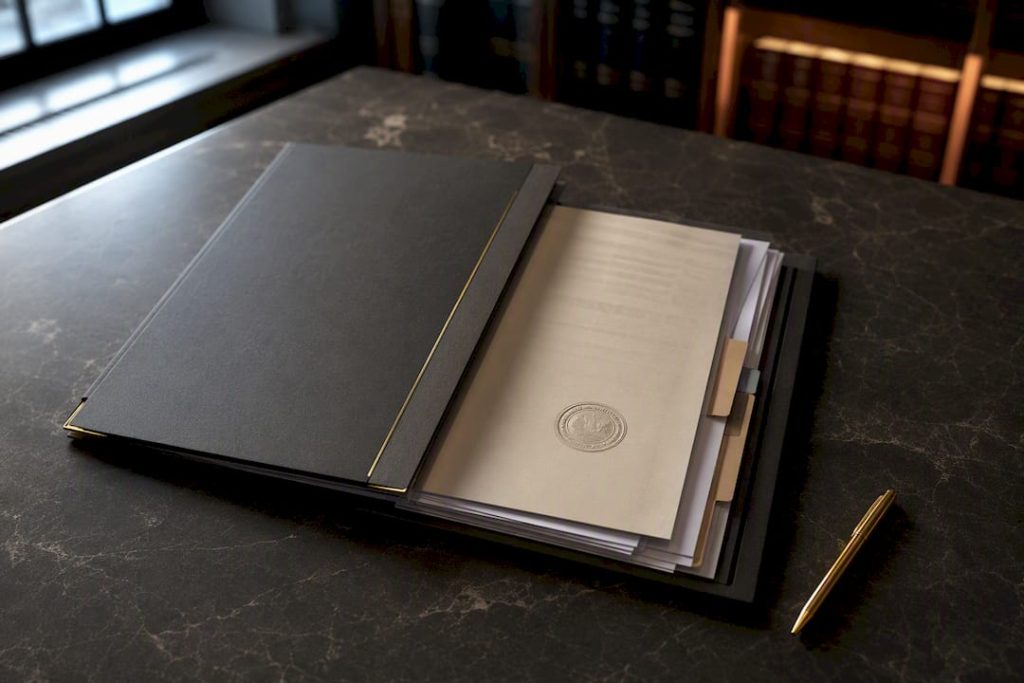 Carpeta con documentos para la venta de un piso