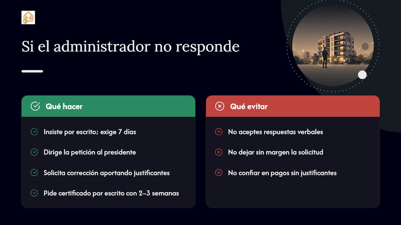 Qué hacer si el administrador no responde o hay errores en el certificado — overview diagram