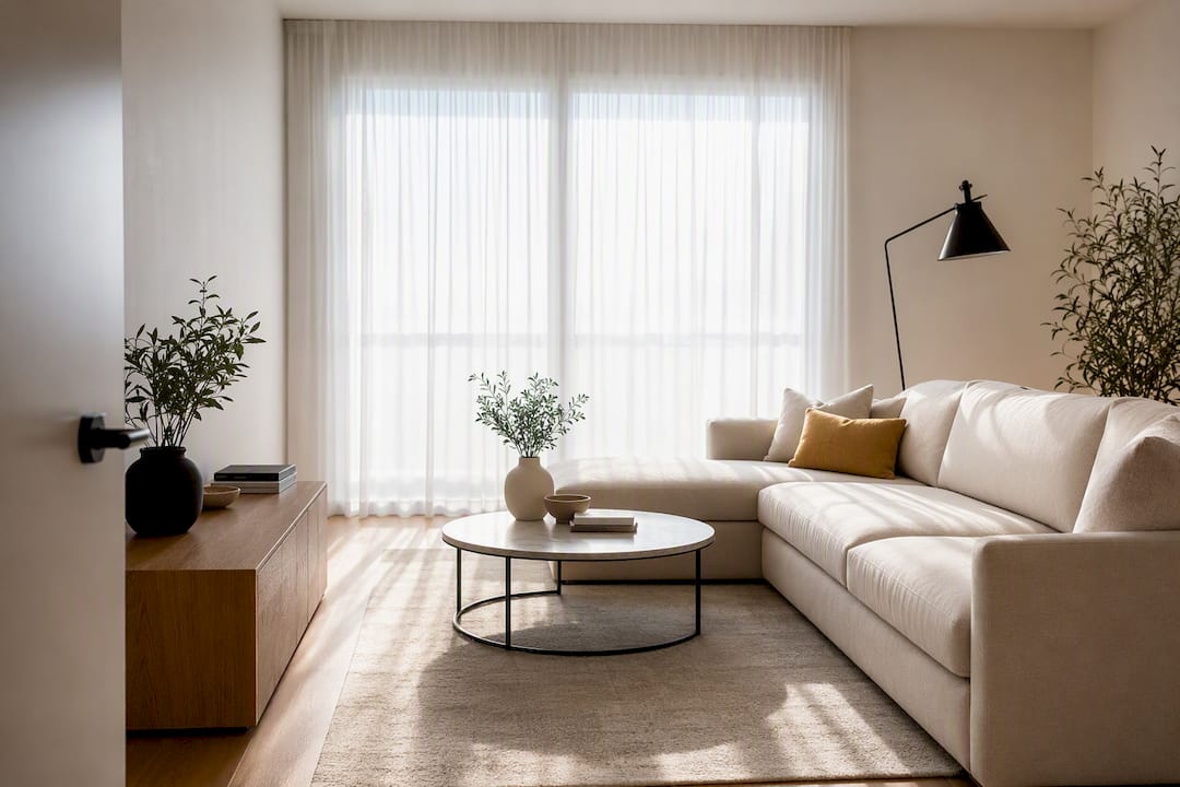 Salón despejado listo para la venta de la vivienda