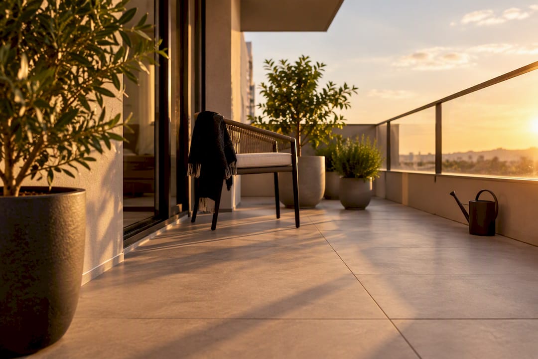 Terraza ordenada con plantas bien cuidadas