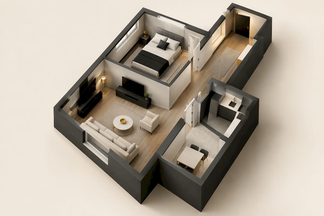 Distribución eficiente en una vivienda pequeña