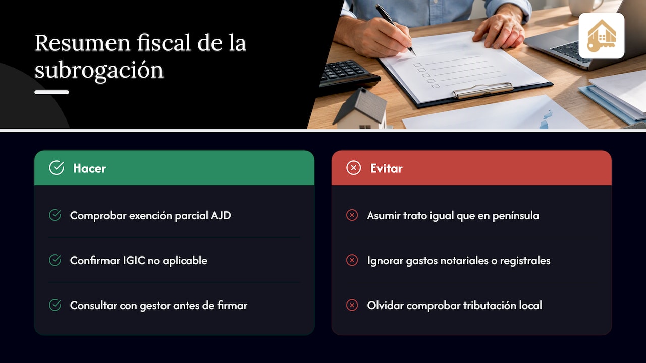 Efectos fiscales de la subrogación para propietarios en Canarias — overview diagram