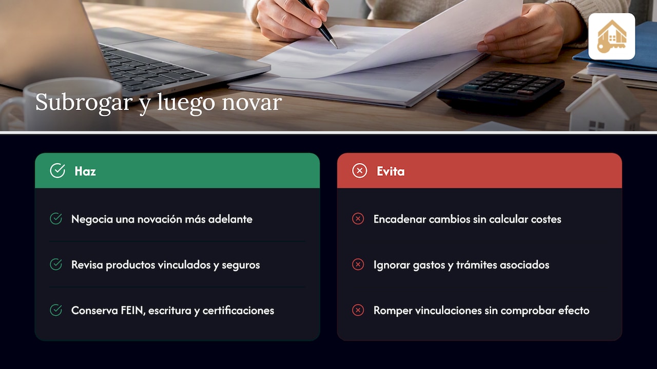 Subrogarte hoy no te cierra la puerta a novar después — overview diagram