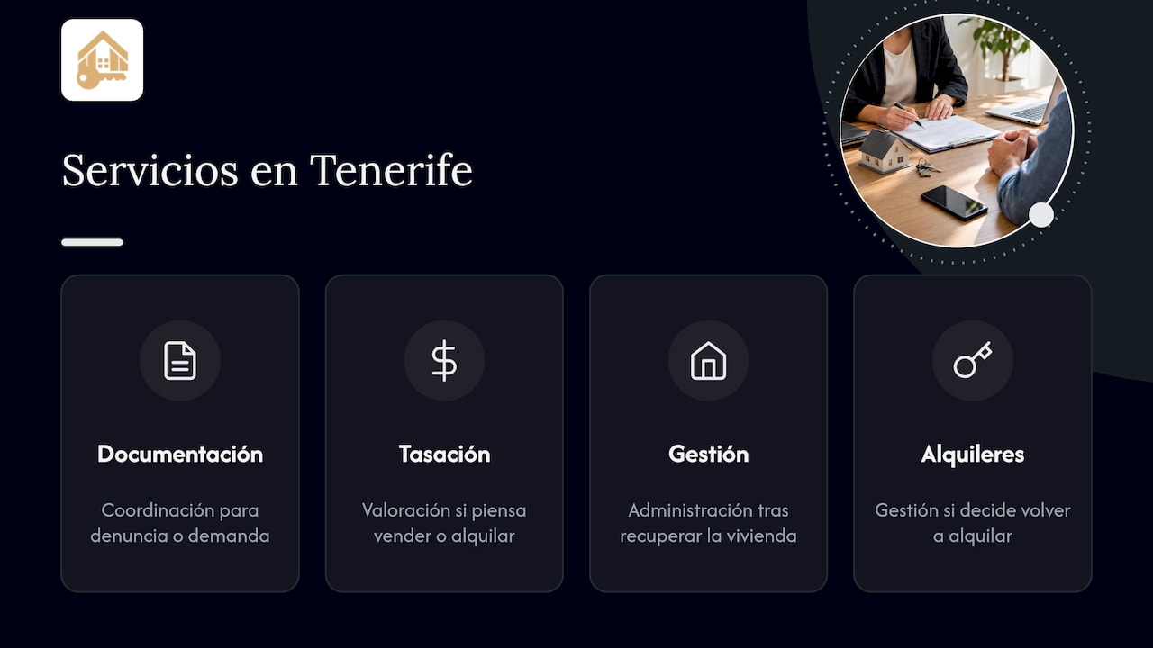 Cómo podemos ayudarle a gestionar la vivienda ocupada en Tenerife — overview diagram